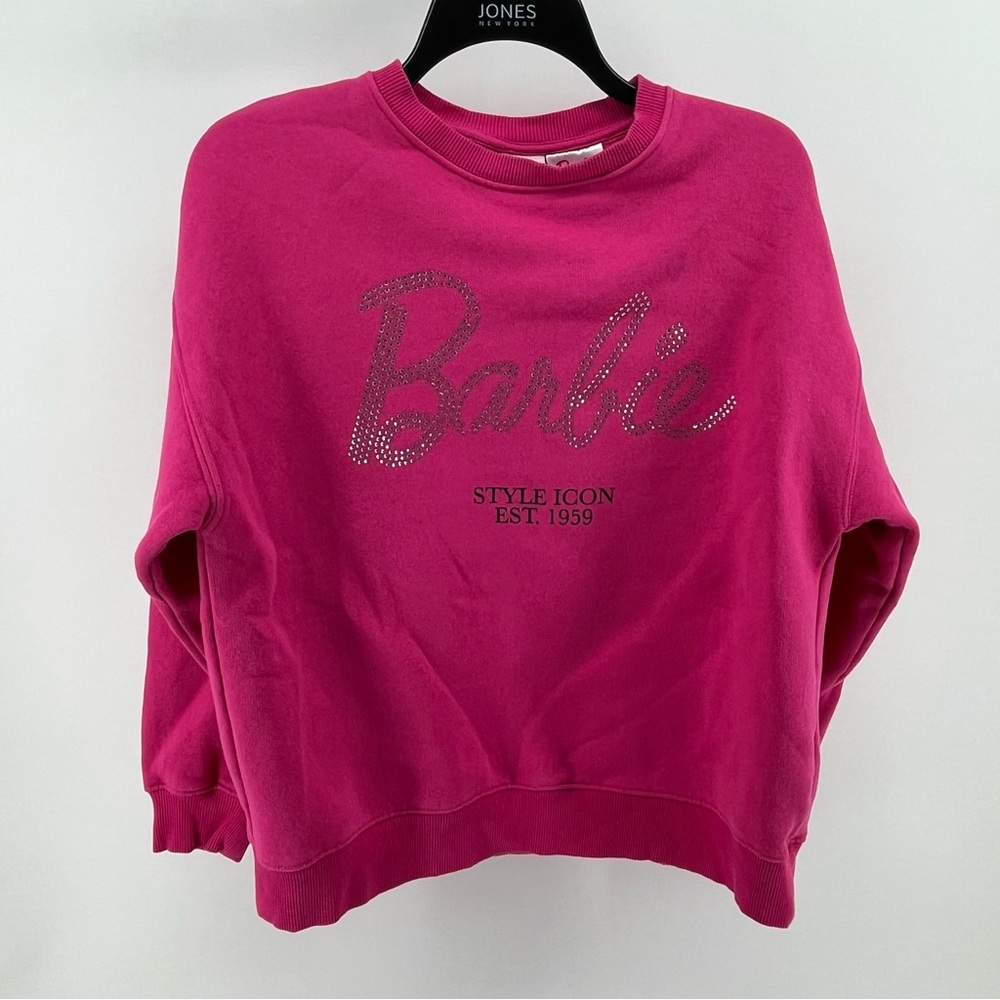 Zara Barbie Pink Sweatshirt with rhinestone Logo 13-14 girls